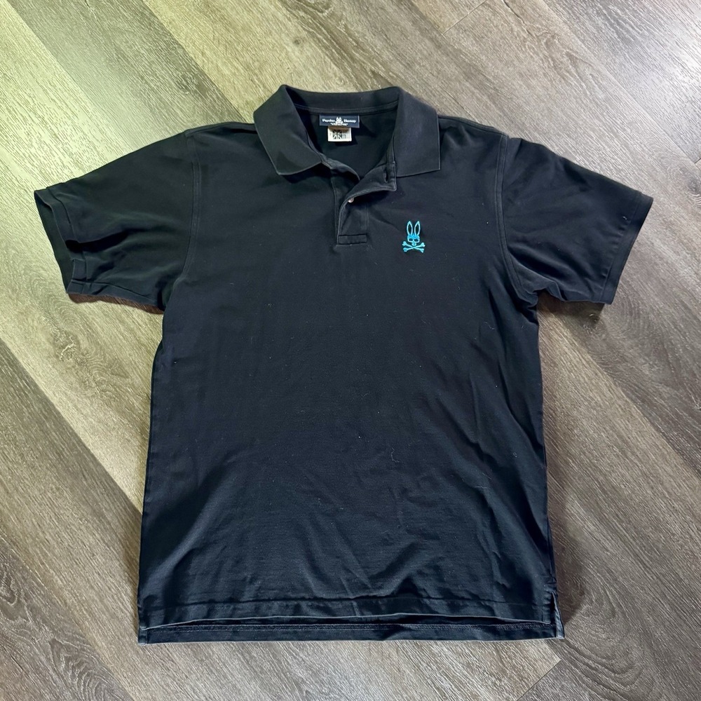 Psycho Bunny Men's Surrey Polo Shirt Black & Blue Size 7
